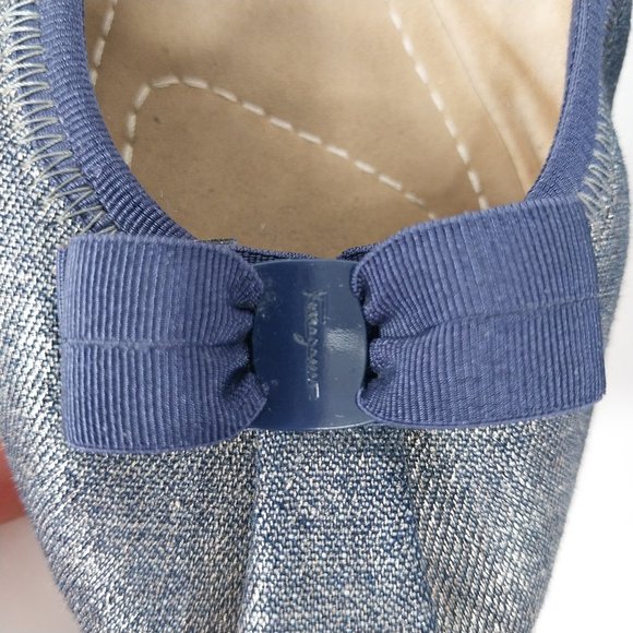 Salvatore Ferragamo Shoes Womens 5.5 M Purple My Joy Ballet Flats Bow Shimmer - Picture 3 of 13